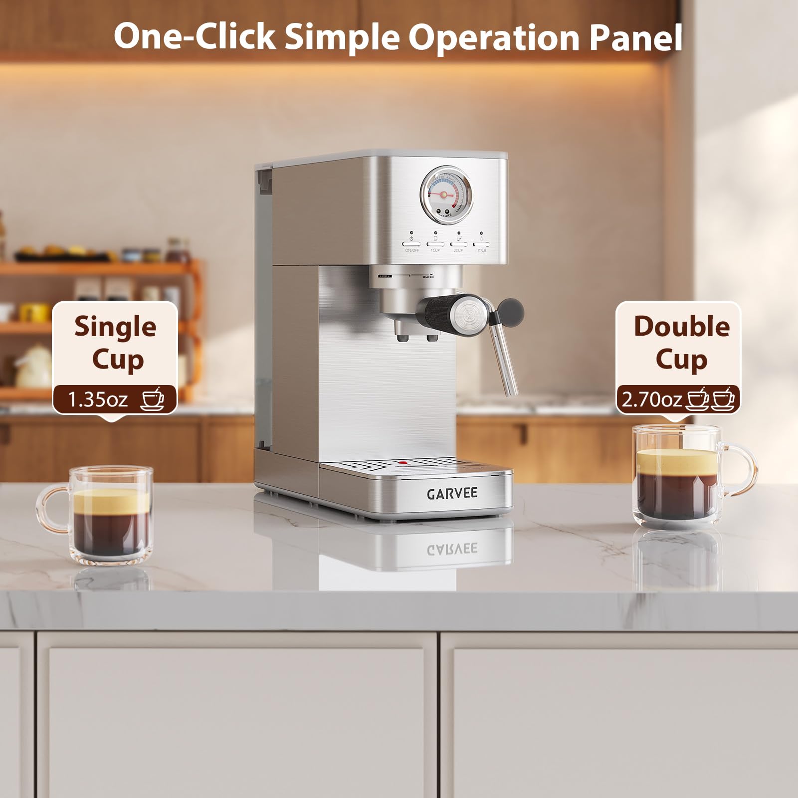Macchina da caffè espresso 20 bar con trituratore, macchina da caffè espresso semi-automatica in acciaio inox con montalatte, temperatura e volume di tazza regolabili,1,4 l serbatoio rimovibile per