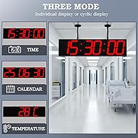 Vista 5 de Reloj digital de 28.4 pulgadas con pantalla grande, reloj colgante con pantalla digital grande de doble cara claramente visible, reloj LED