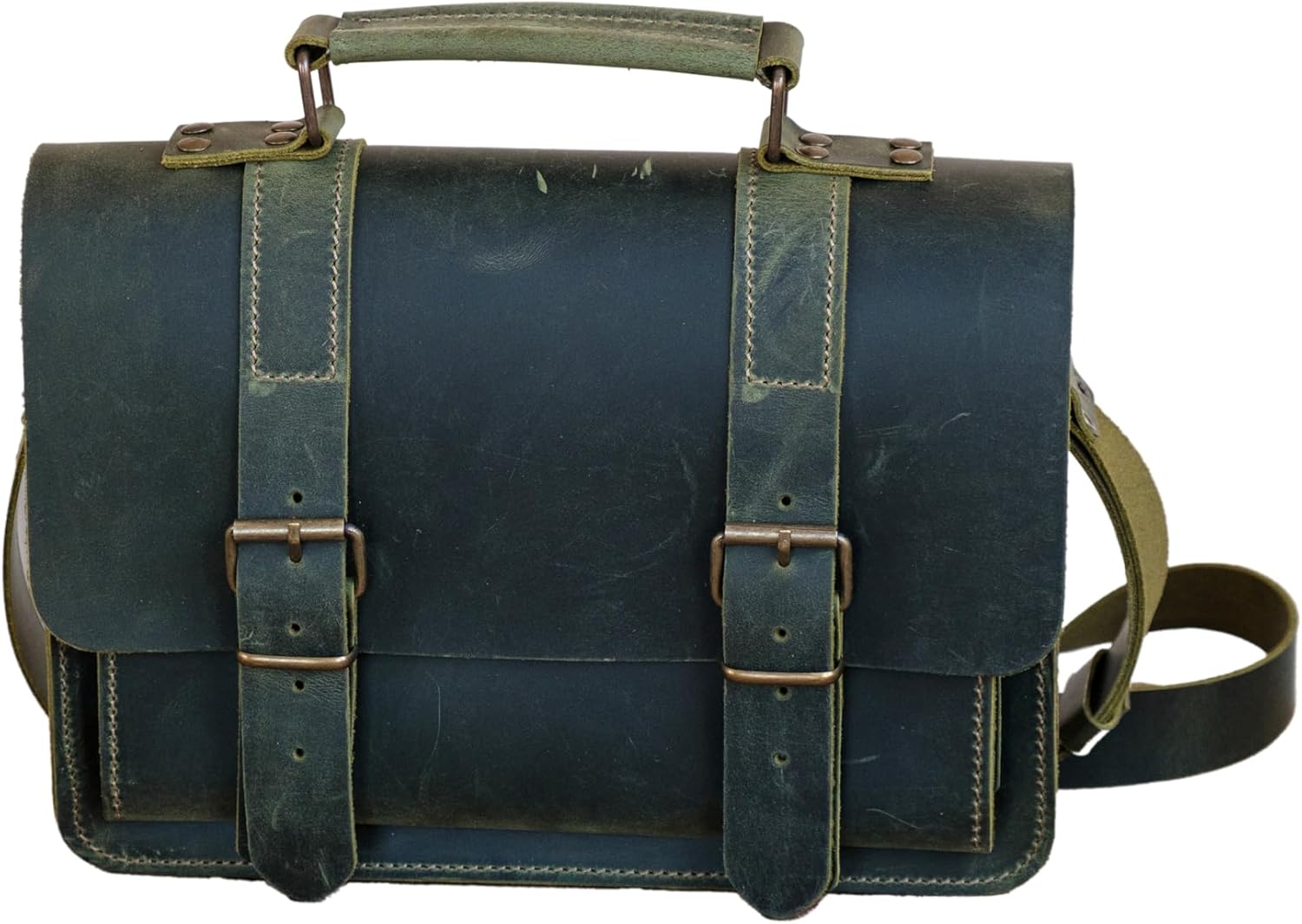 Distressed Leather 6-Pipe Messenger Bag, Handmade Pipe Shoulder Bag for 6-Pipes