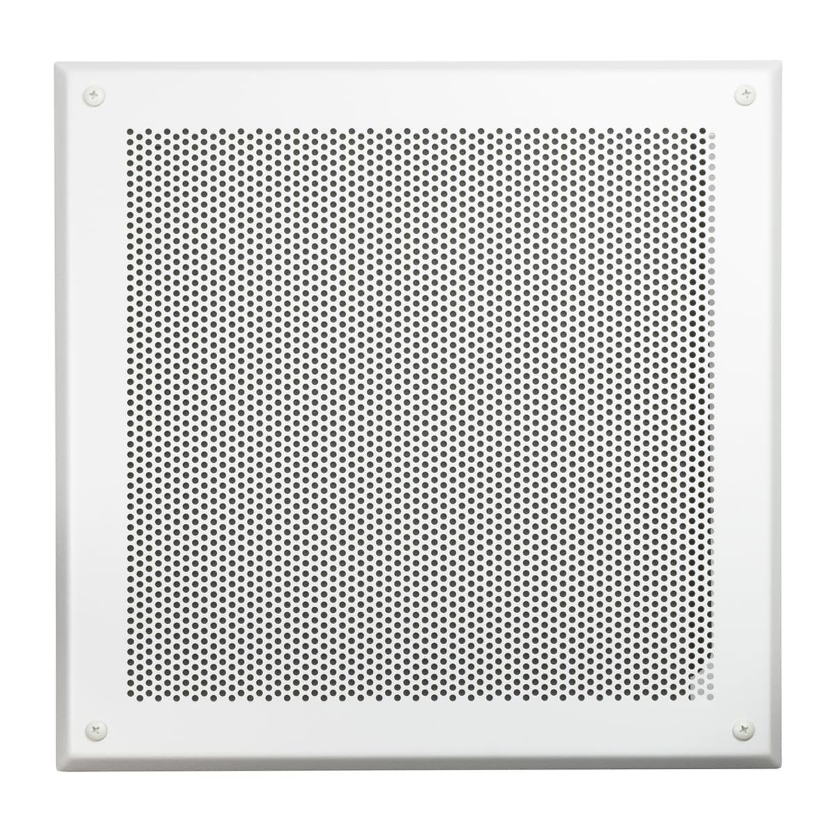 Lowell FW-8 Square Screw Mount Grille for 8 inch Speaker; 13-Inch Square; 18-Gauge 1-Piece Perforated Steel, 21-Gauge Steel Subplate; White Grille with Beveled Edges, Black Subplate