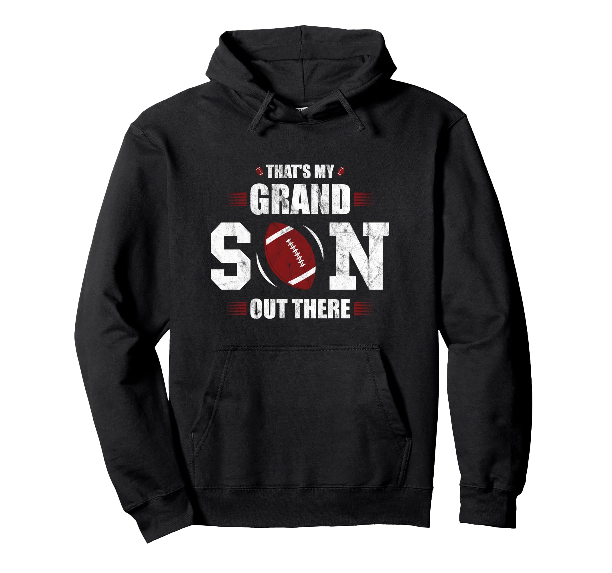 That's My Grandson Out There Football Grandparents Grandpa Pullover Hoodie, Black