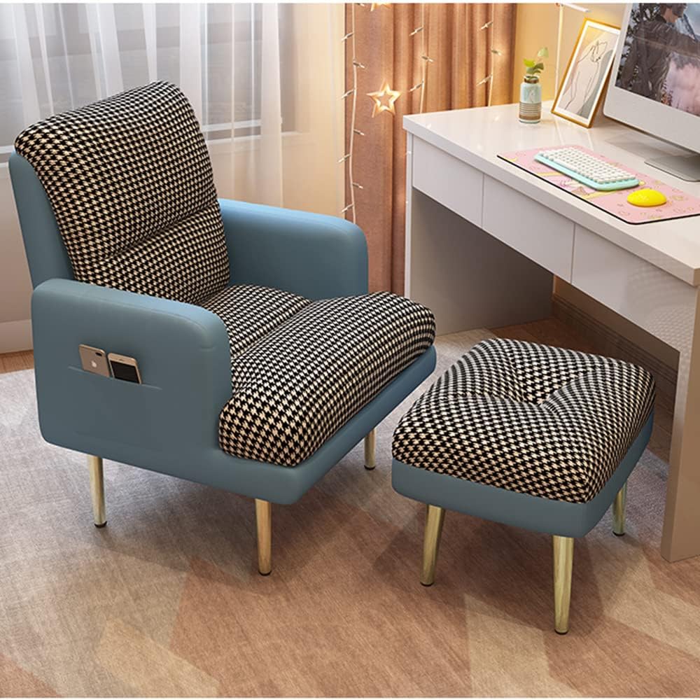 Sofa Chair Set of 2, Soft Sofa with Ottoman Set, Modern Accent Chair