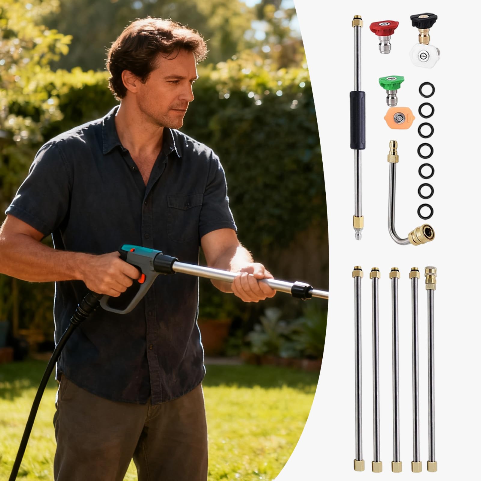 Lanza extensible para hidrolimpiadora de alta presión, 1150 g, 276 bar | boquilla telescópica de alta presión, accesorio para limpieza de canalones, para canalones, entradas, patios, patios, paredes