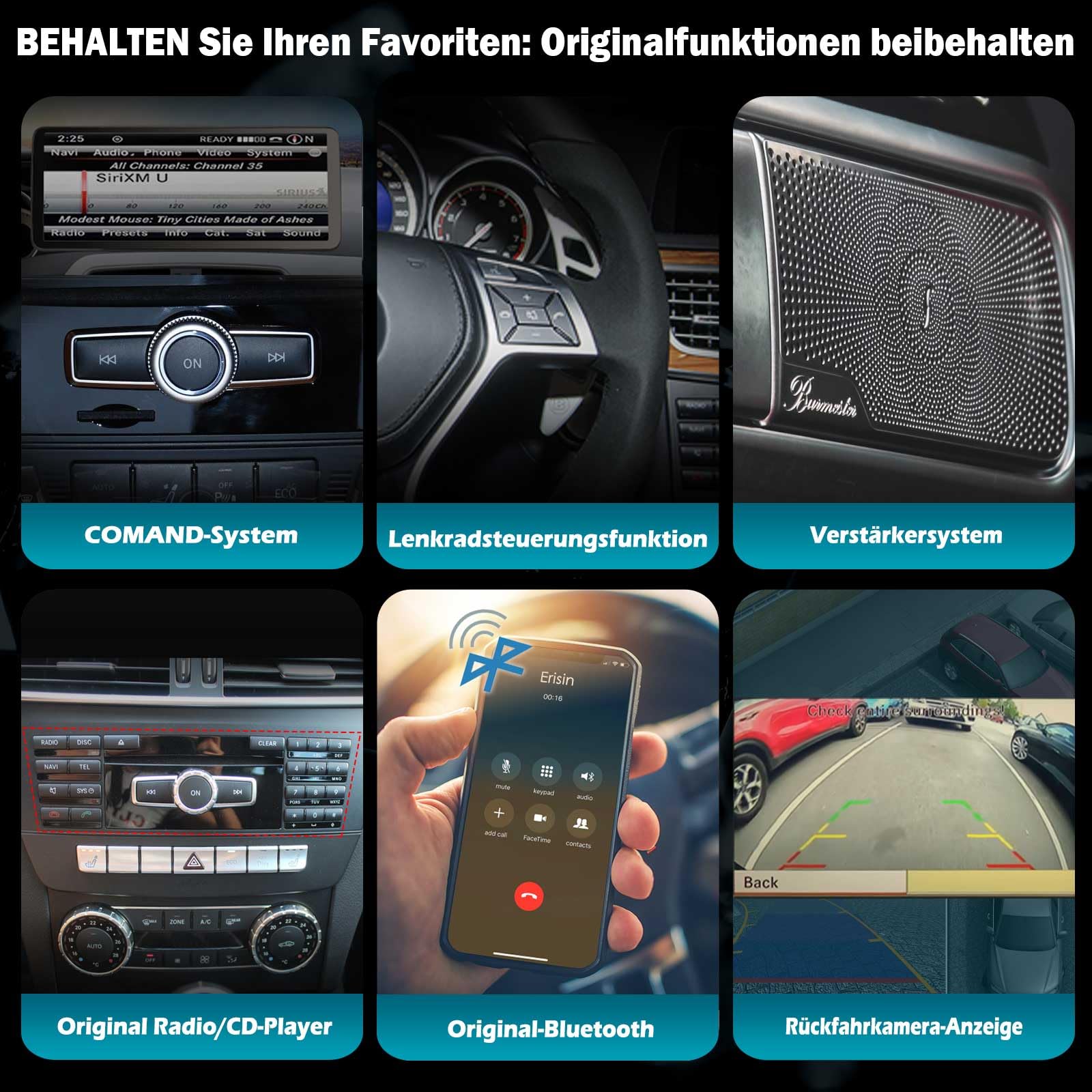 12,3" 8+128G Android 16 Autoradio Bluetooth für Mercedes C-Klasse W204 S204 | Qualcomm 8GB+128GB 8-Kern, Unterstützt IPS Touchscreen Kabellos CarPlay Android Auto DAB+ Canbus DSP WiFi 4G, NTG 4.5 System