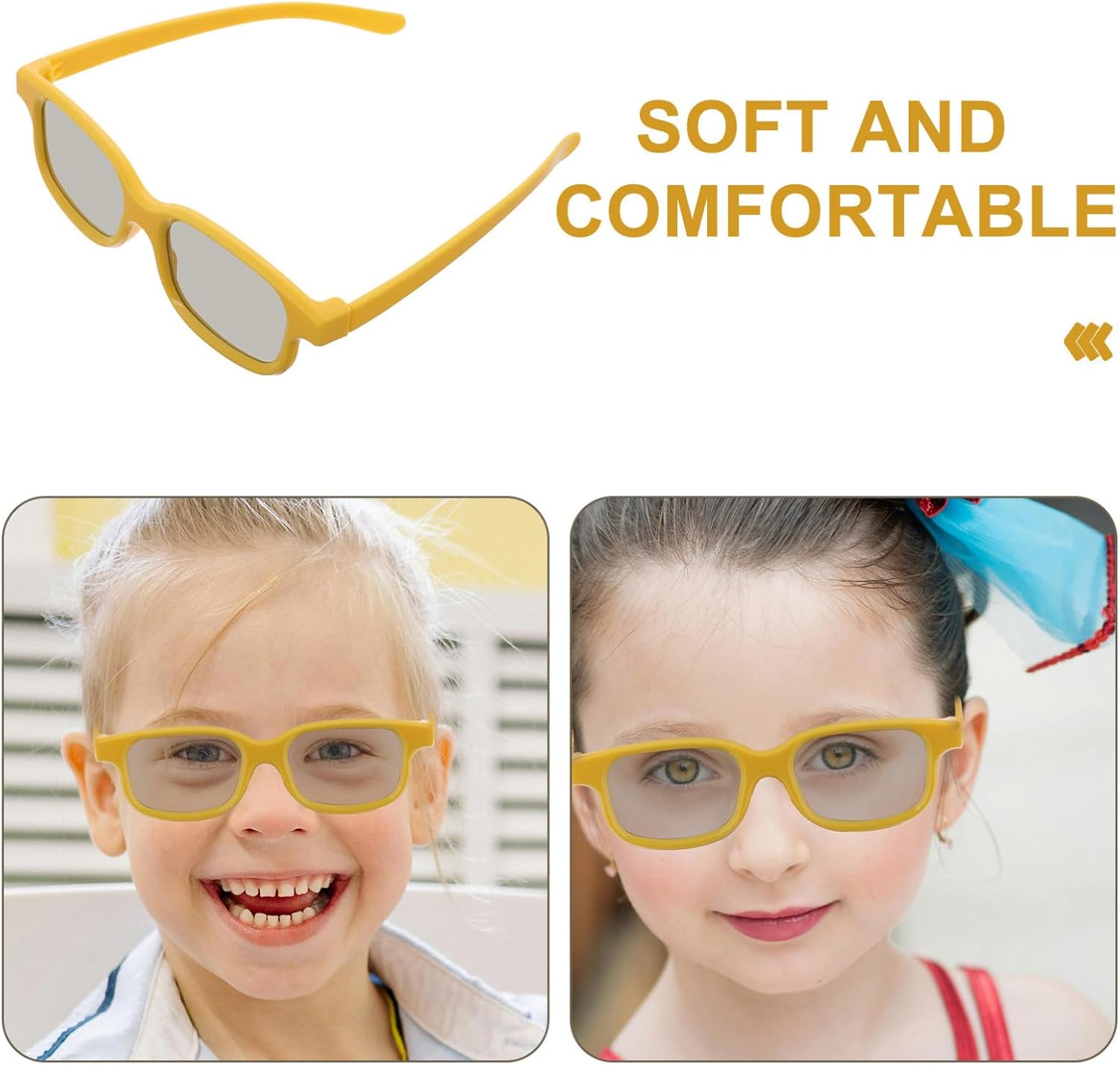 6pcs 3D Movie Glasses Yellow Plastic Theater Gaming Viewing Glasses for ’s Cinema and Travel Use
