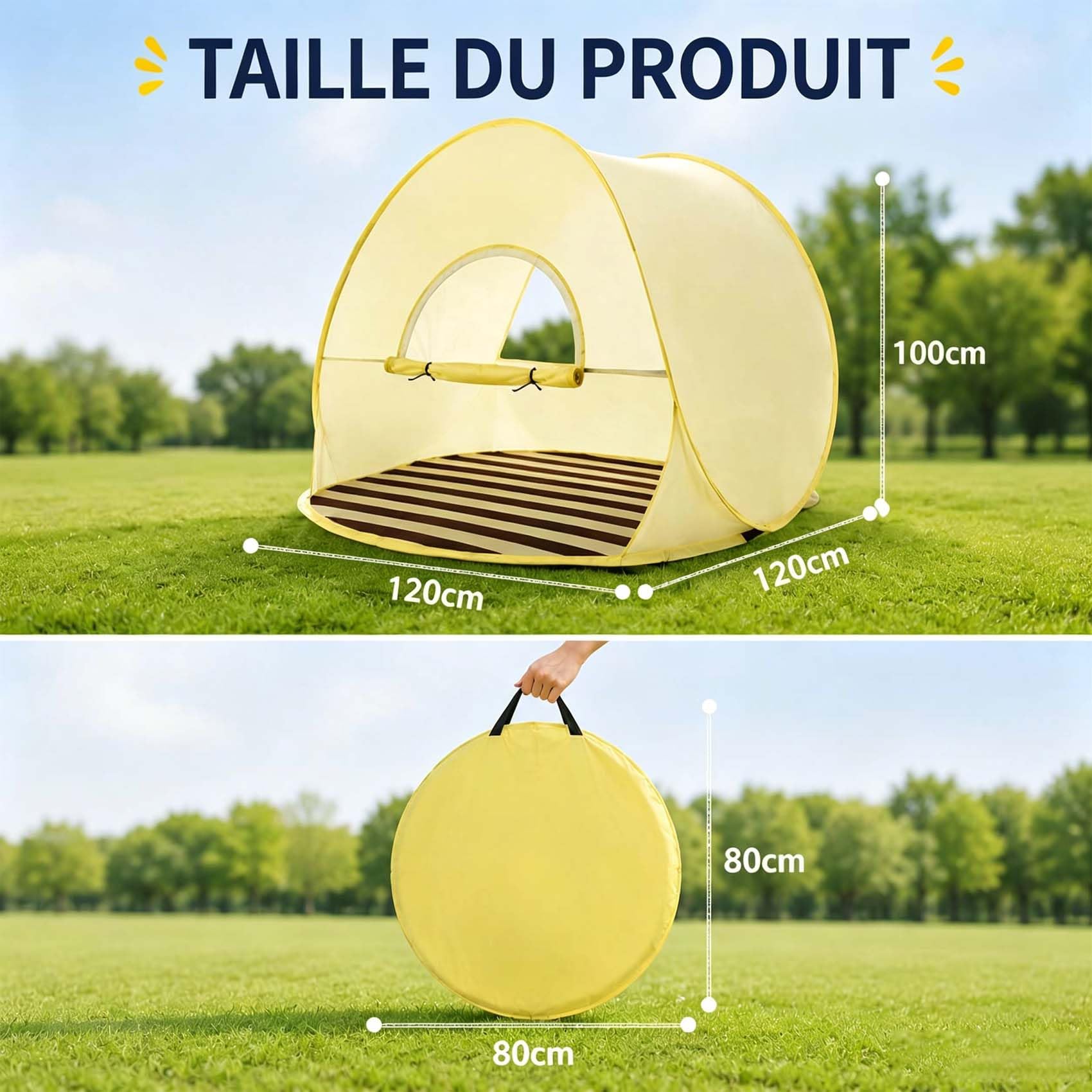 Tente De Plage Pop-Up pour 3-4 Personnes, Abri De Plage Anti-UV UPF 50+ avec FenêTres en Filet, Pliable Et Portable, IdéAl pour Plage, Jardin, Vacances, Camping, Pique-Nique (A)
