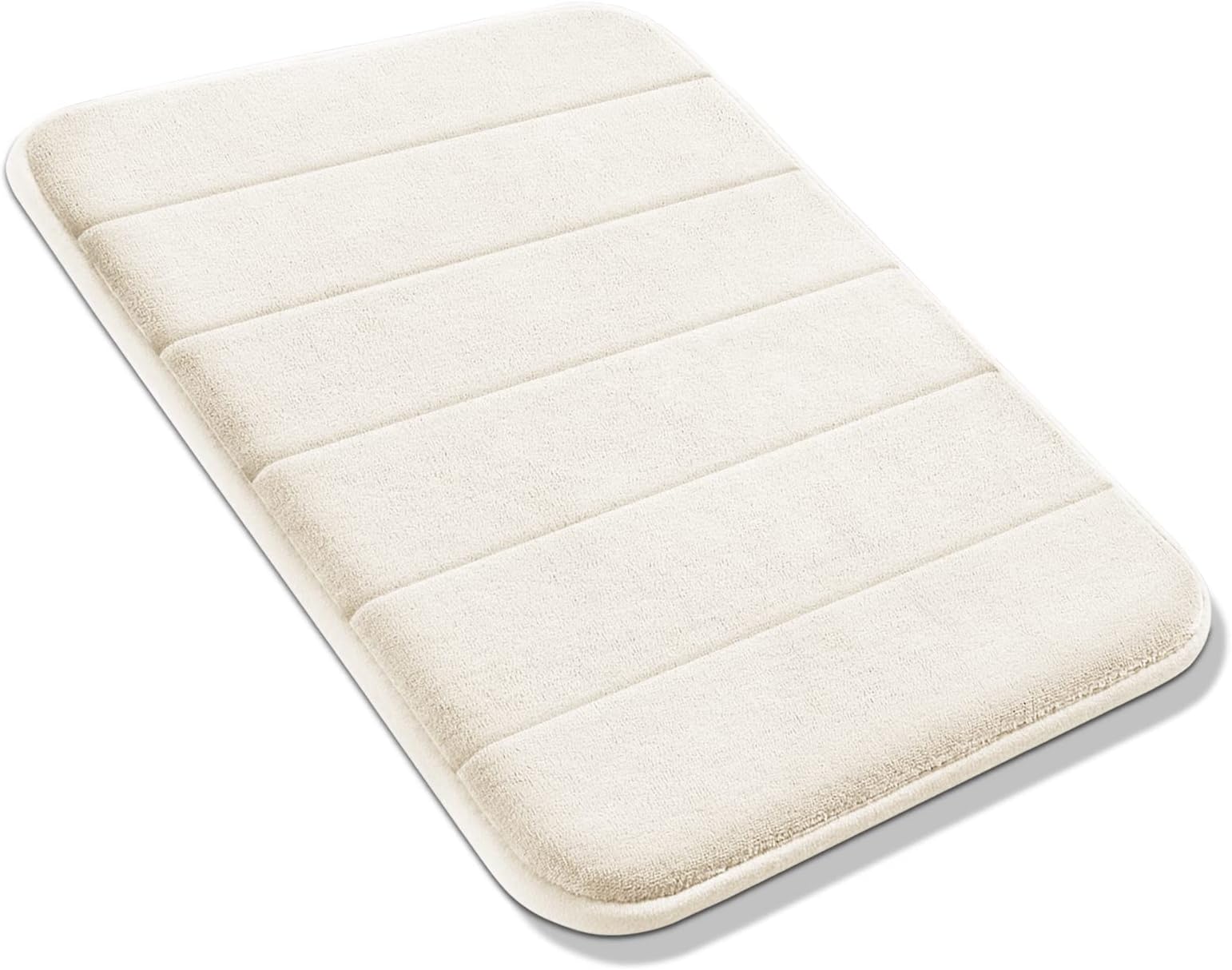 Yimobra Memory Foam Bath Mat, Soft and Comfortable, Super Water Absorption, Non-Slip, Thick, Machine Wash, Easier to Dry for Bathroom Floor Rug, 43 x 61 cm, Cream