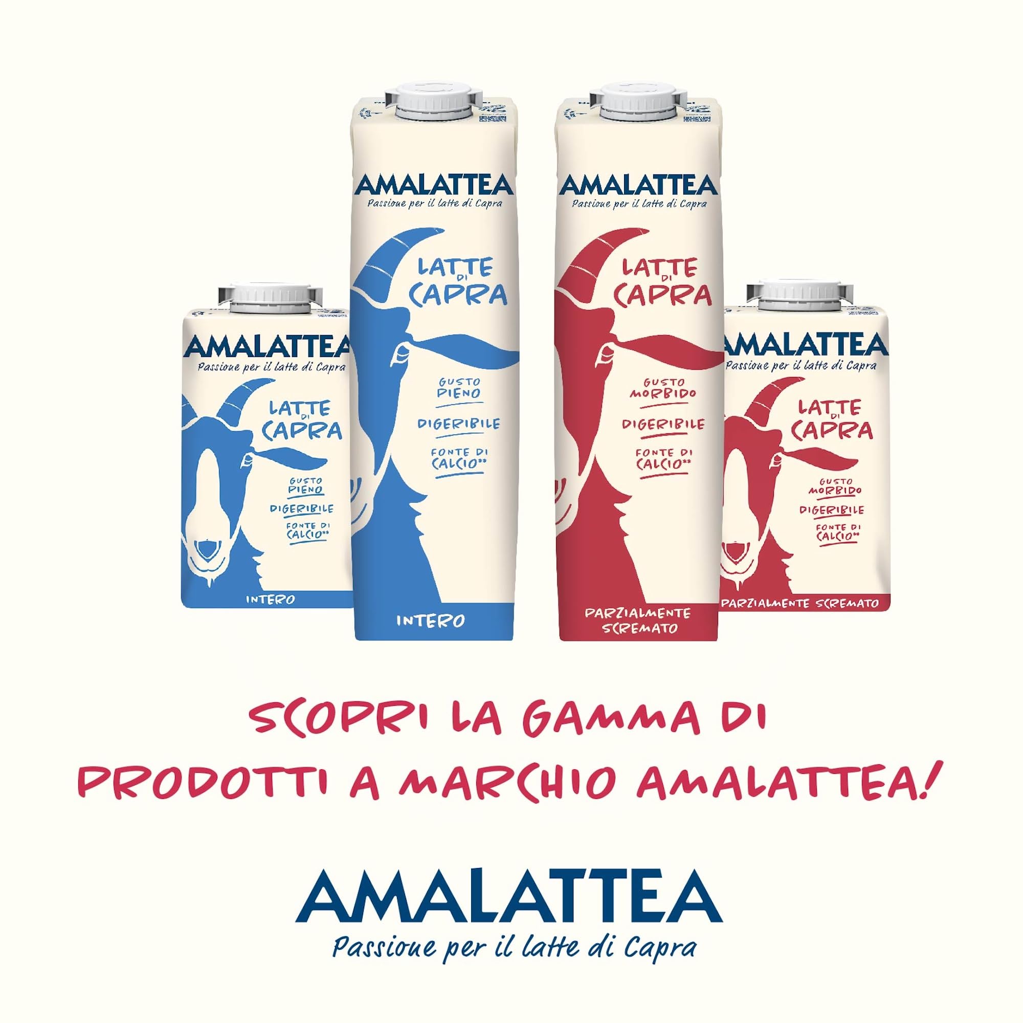 Granarolo, Latte di Capra Amalattea, 6 Confezioni di Latte Parzialmente Scremato UHT da 1 lt, Dal Gusto Morbido, Ricca Fonte di Calcio