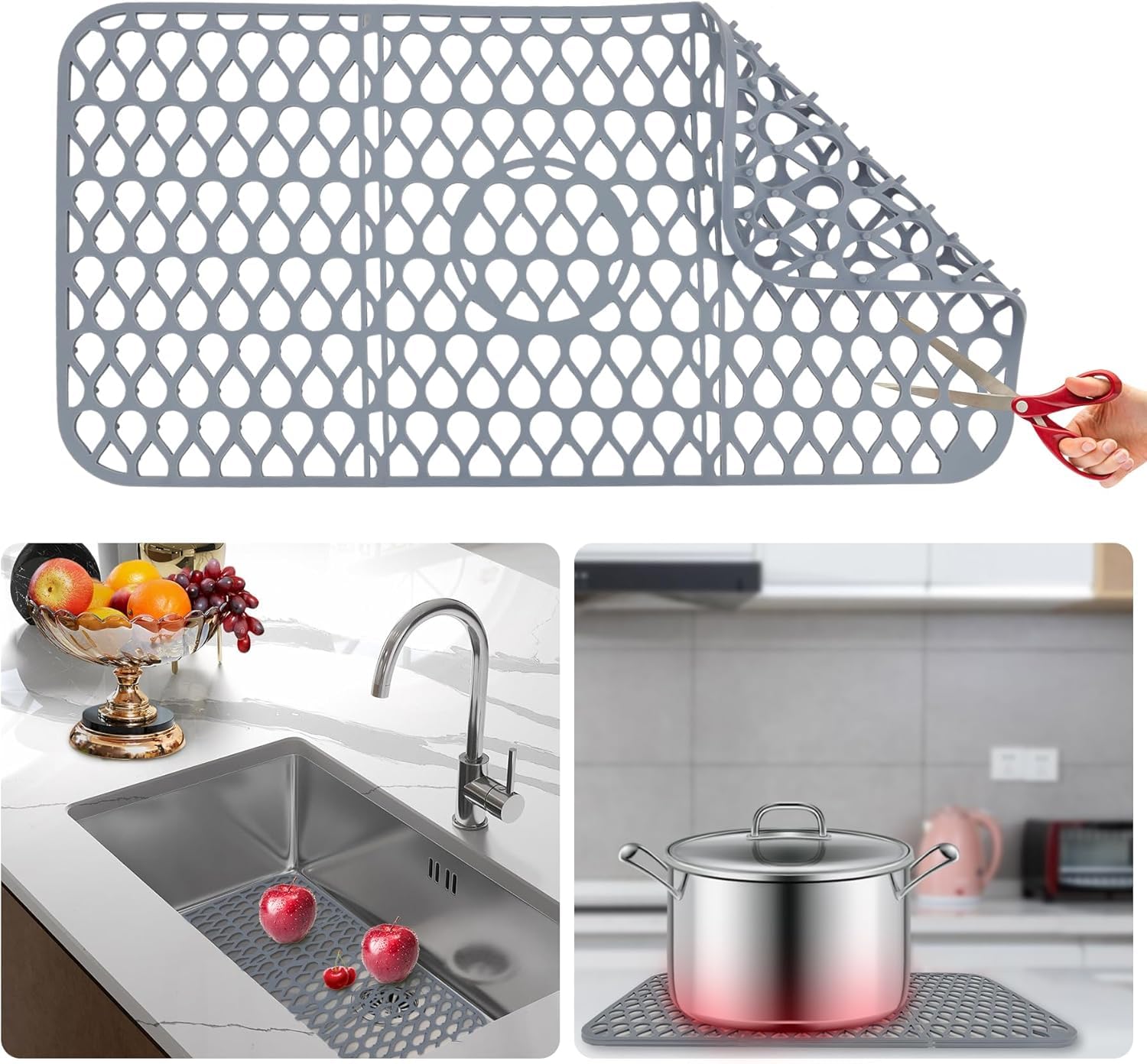 シンクマット シリコン 断熱マット シリコン シンクシート 流し台 滑り止め 乾燥マット 保護 調理台 流し台 排水 耐熱温度-40~230℃ 排水 抗菌 調理台 シンク 食卓 流し 保護 シンク マット(66*35cm*1個)