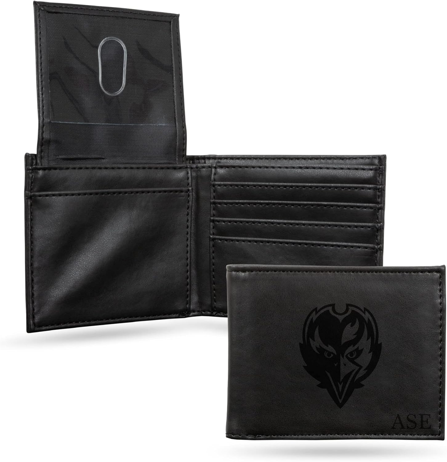 Rico Industries NFL Football Baltimore Ravens Black Personalized/Custom Laser Engraved Billfold Wallet - Slim/Light Weight - Great Gift