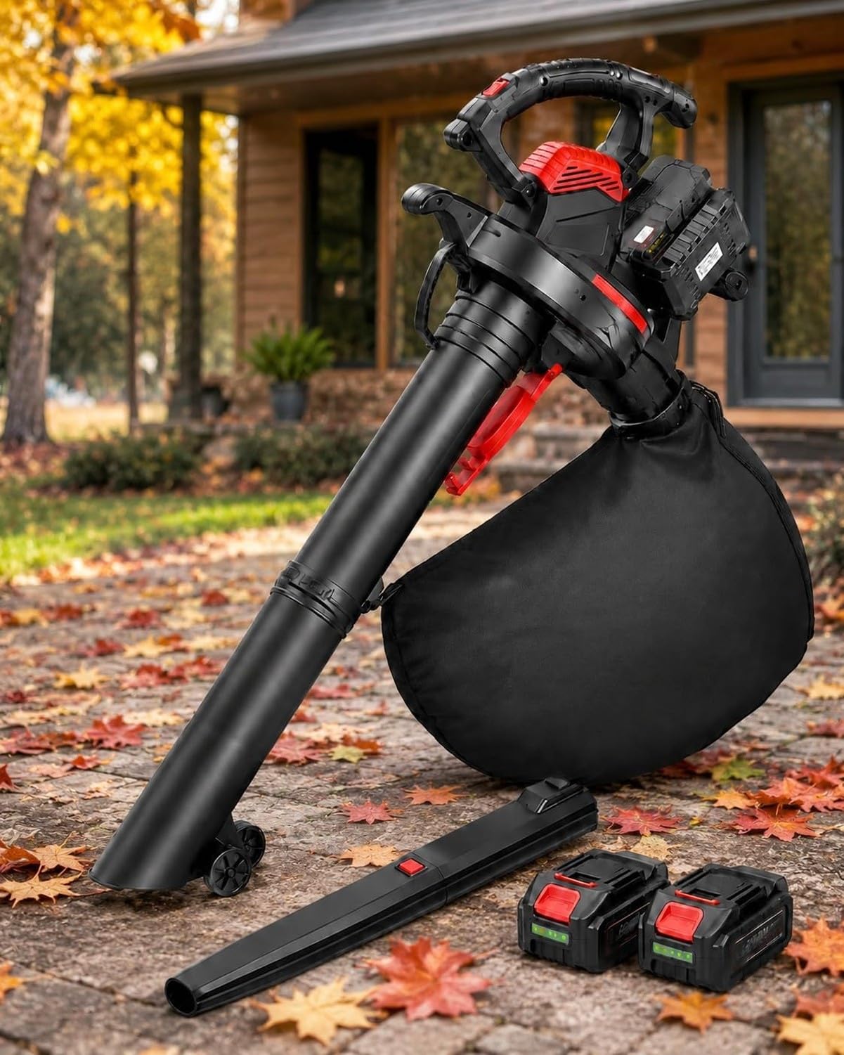 Soffiatore Aspiratutto per Giardino Senza Fili, Sacco 40 Litri, 6 Velocità