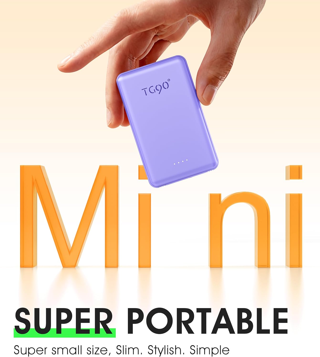 TG90° 5000mAh Portable Charger Built-in AC Wall Plug and Cables, Pocket Size Power Bank, Slim Fast Charging External USB C Battery Pack Compatible with iPhone 17 16 15 14 13 12 Samsung Google iPad