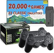 LIUWEI New Retro Gaming Console & Game Stick Pro - 20,000+ Classic Video Games, 23 Emulators, Dual Wireless Controllers, 4K HDMI Output, Plug & Play, Compatible with TV, PC, Projector, 64GB