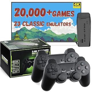 New Retro Gaming Console & Game Stick Pro - 40,000+ Classic Video Games, 23 Emulators, Dual Wireless Controllers, 4K HDMI Output, Plug & Play, Compatible with TV, PC, Projector, 64GB - Amazon product rated Grade B