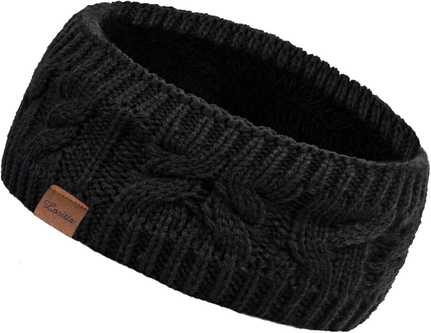 Loritta Womens Ear Warmers Headbands Winter Warm Fuzzy Cable Knit Head Wrap Fleece Lined Gifts - Image 2
