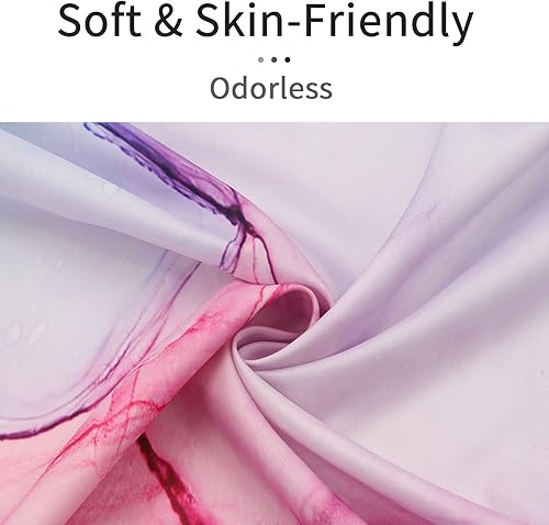 Miniatura 4 de Gibelle Cortina de ducha abstracta, cortina de ducha de mármol rosa, morado y azul para baño, decoración moderna de arte de tinta, juego de cortina