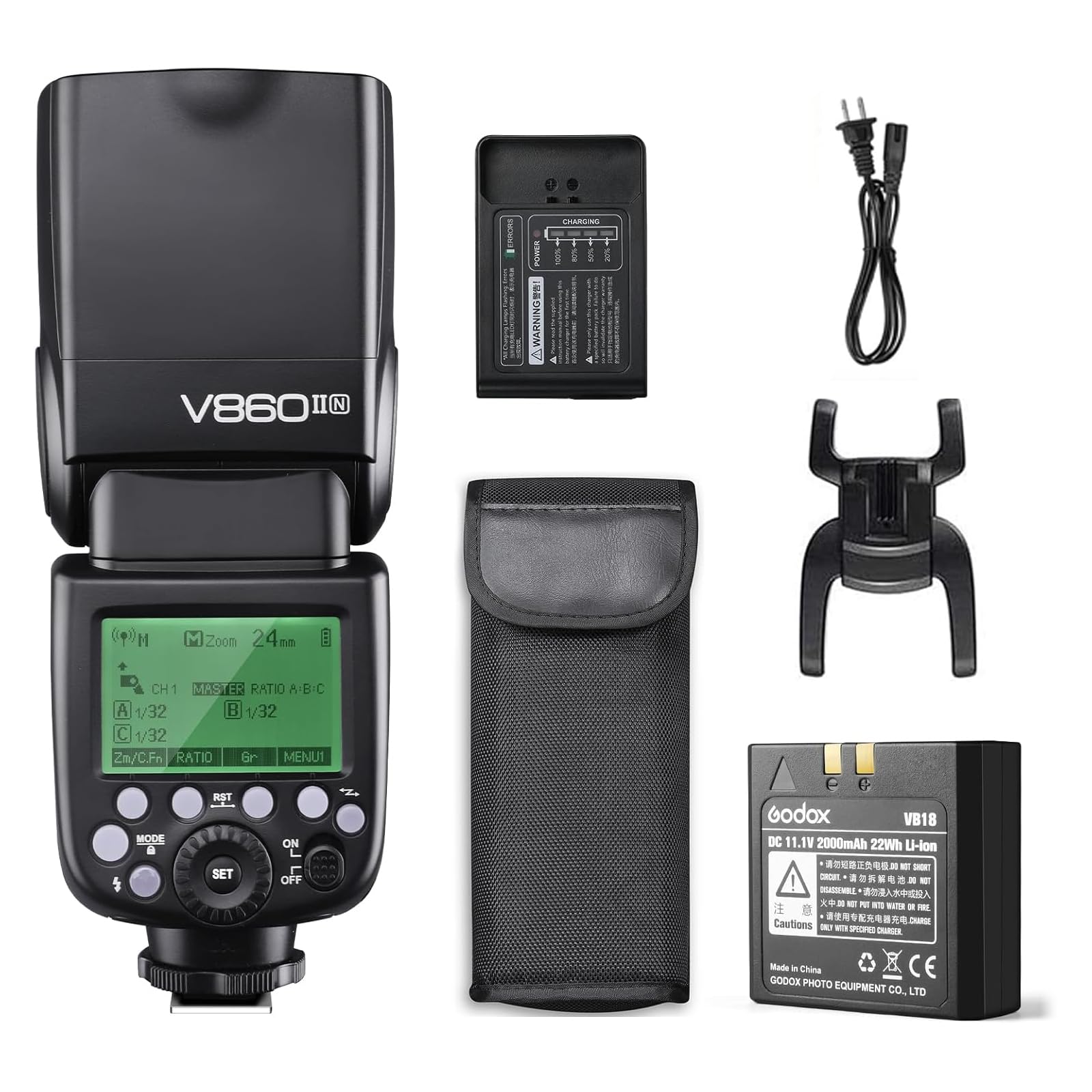 Godox V860II-N 2025 TTL Flash Speedlite for Nikon High-Speed-Sync Speedlite Light 2.4g Wireless X System 1/8000s Gn60 650 Full Power 2000aah Li-Ion