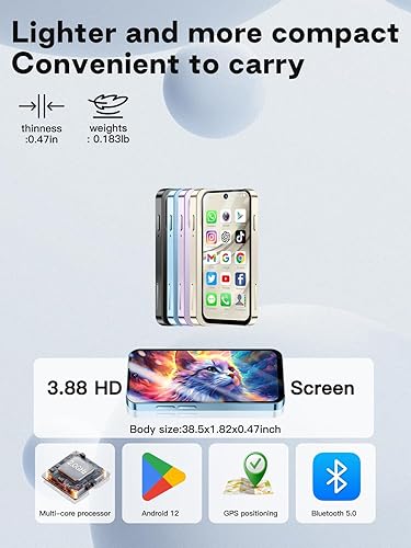 Miniatura 2 de Mini teléfono inteligente 4G desbloqueado, pantalla HD de 3.88 pulgadas, una opción compacta e ideal para niños y estudiantes, teléfono de respaldo