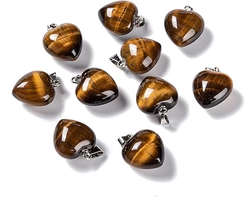 Miniatura 45 de Beadthoven - 10 dijes de piedra de corazón hinchado, piedras preciosas curativas para chakras, reiki, cuentas para hacer collares, joyas, día de San