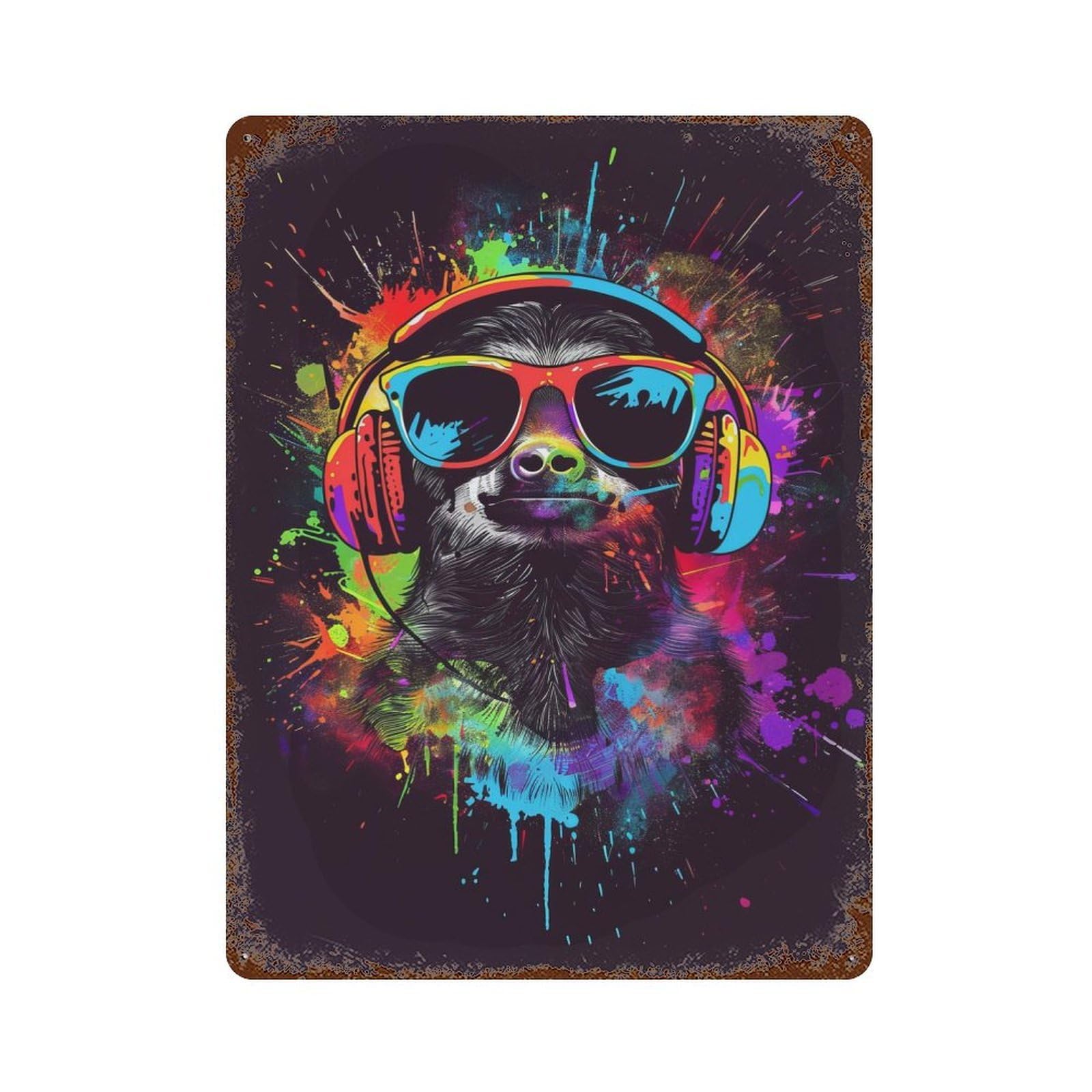 Retro Metal Sign with Sloth Colorful Design 15.7"x11.8", for Pub, Kitchen And Man Cave Decor, Rustic Home Decor