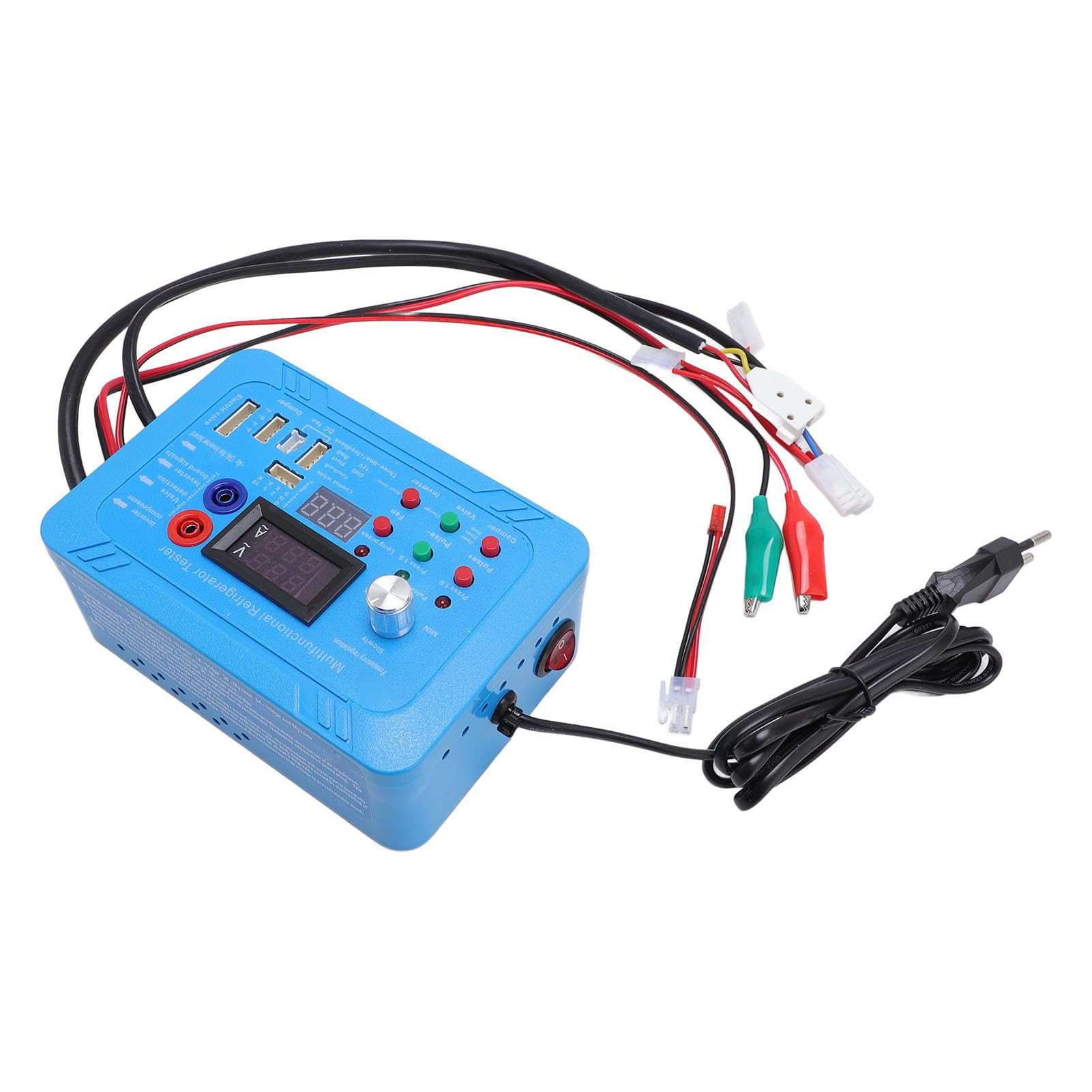 SIXRUN Refrigerador Inversor Probador, Herramienta de Detección de Frecuencia y Voltaje Ajustable para Reparación de Placa Inversora y Válvula Solenoide de Pulso, con 16 Terminales de (Enchufe de la