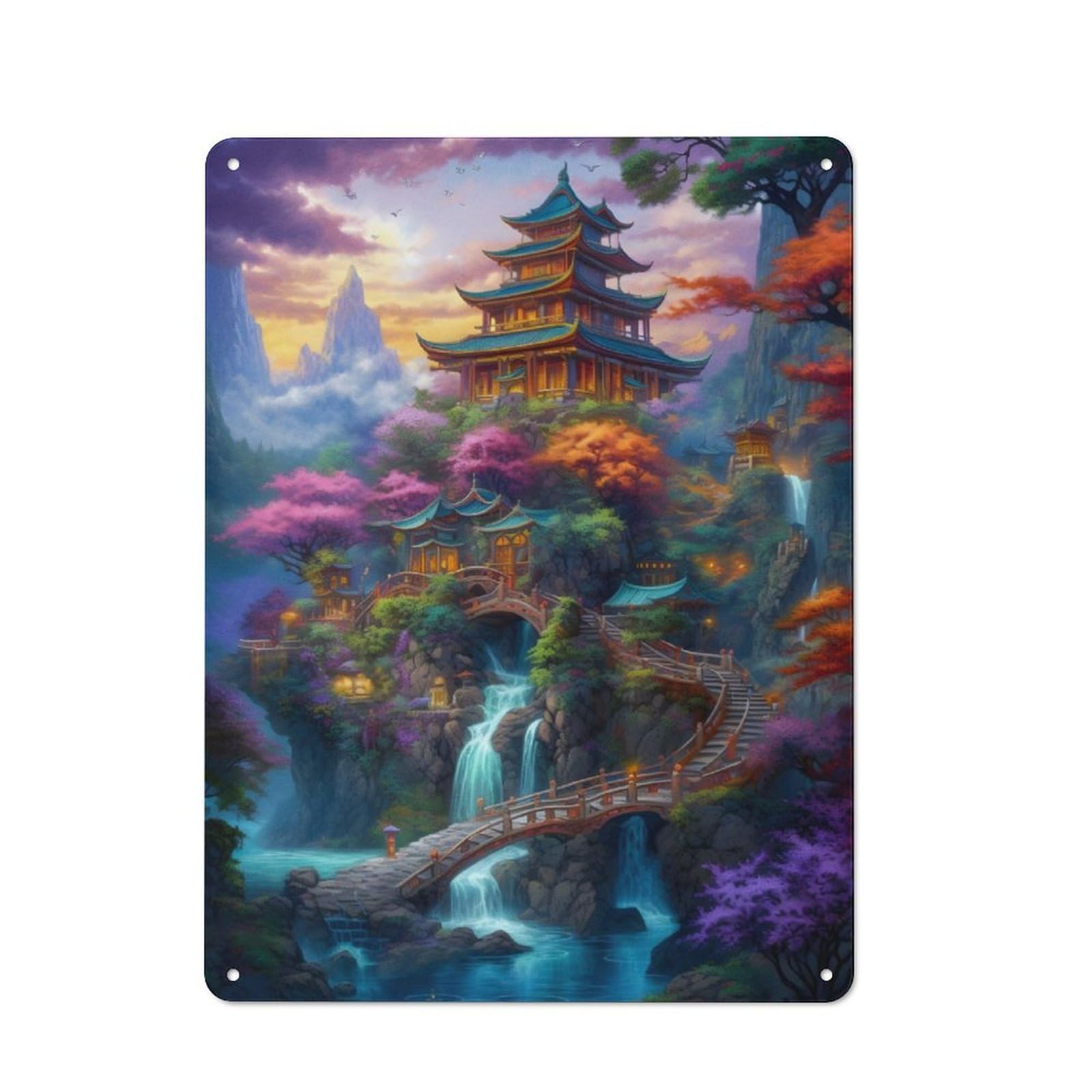 Junmoney Japanese Sunset Fantasy 04 Vintage Tin Sign 40X30cm With For Man Cave Or Games Room, For Games Room Collectors