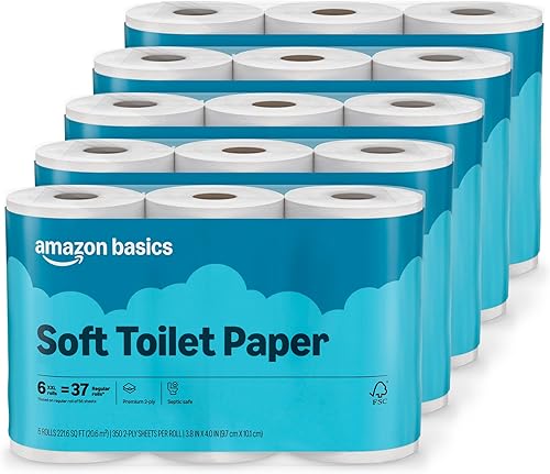 Tienda Basics Papel higiénico de 2 capas 5 paquetes 6 rollos por paquete 30 rollos en total anteriormente Solimo Tienda Basics Papel higiénico de 2 capas 5 paquetes 6 rollos por paquete 30 rollos en total anteriormente Solimo