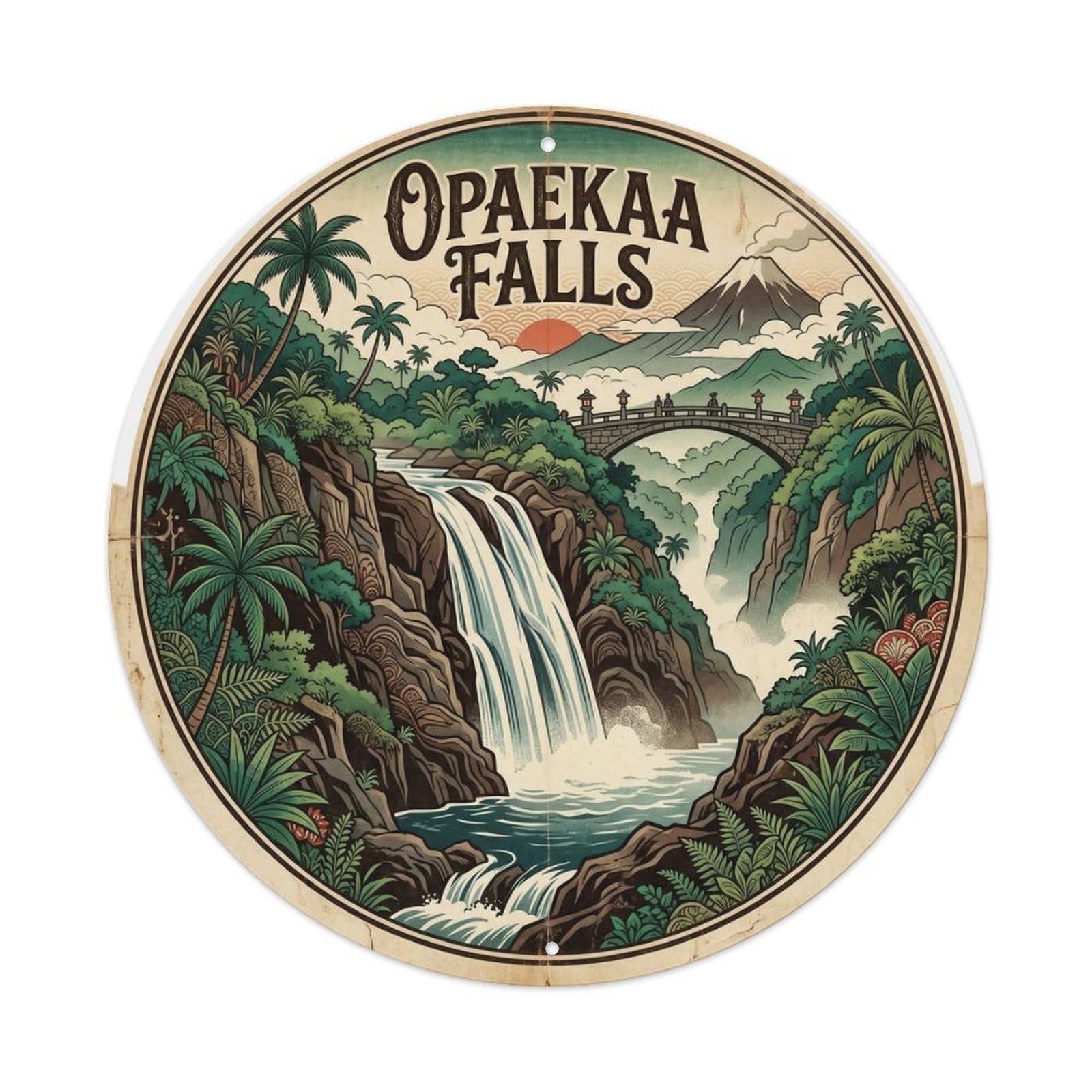 Opaekaa Falls Hawaii Island Nature Scenic Trail Metal Tin Sign
