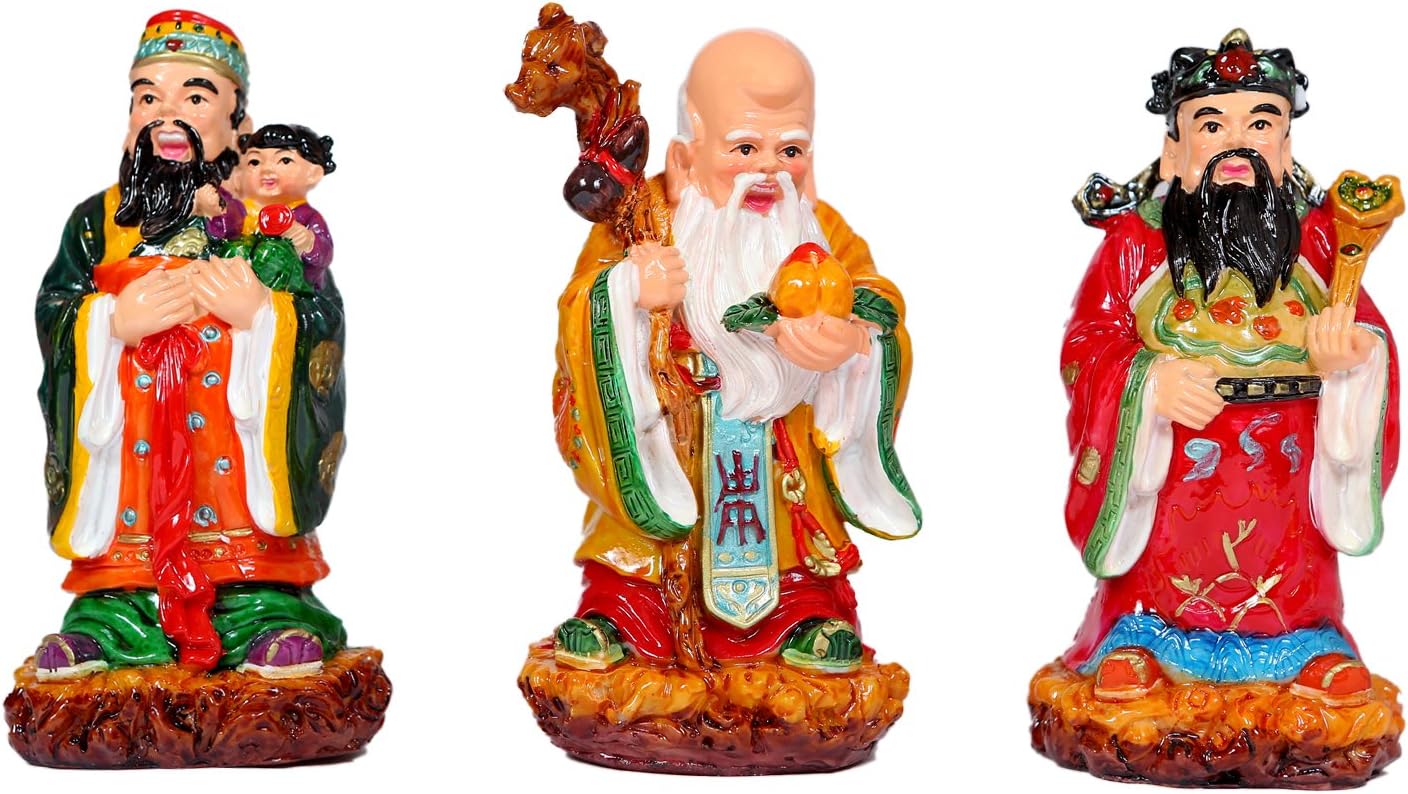 Fun N Shop-Feng Shui Fu Lu Shou Three Goddesses Fuk Luk Sau for Health Wealth and Happiness 3 Wise Men