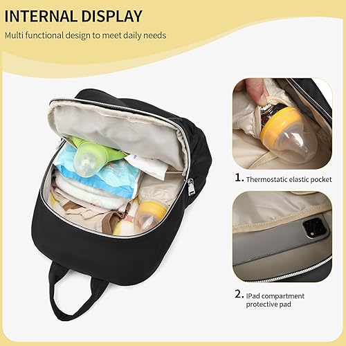 Miniatura 4 de Mochila pequeña para pañales, mini bolsa de pañales con 10 bolsillos, bolsa de viaje para bebés niñas, bolsillos aislados, correas para cochecito,