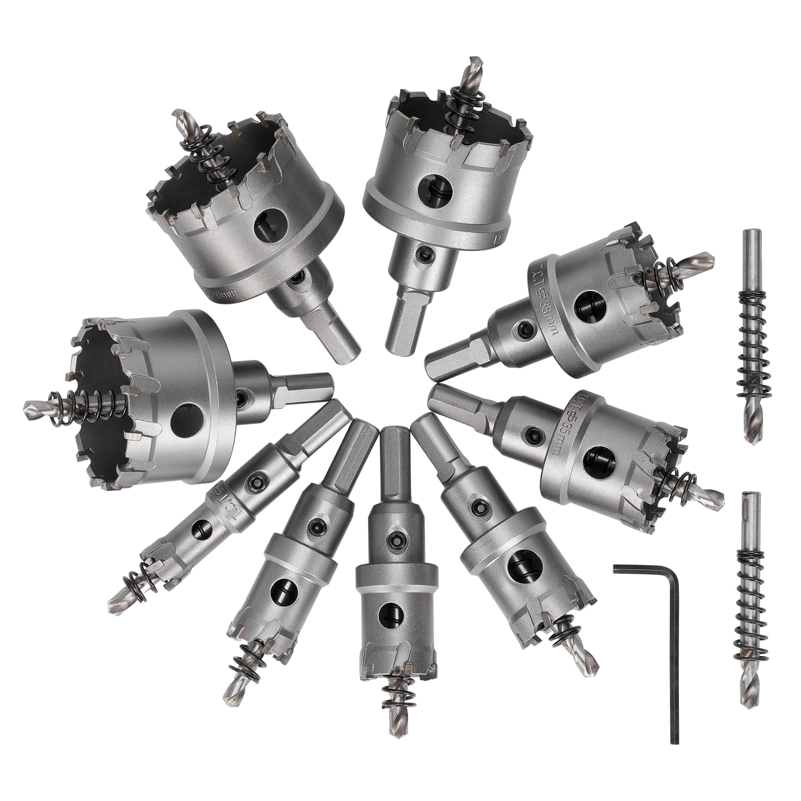 Hole Saw Set 9 Pcs TCT Hole Saw Kit 16-53mm Carbide Cutter Tungsten Steel Cutter Cutters Set for Metal Sheet Steel Holesaw Set