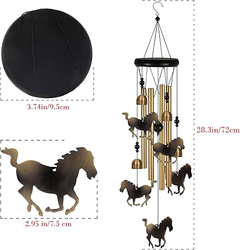 Miniatura 5 de Campanillas de viento de caballos de bronce, captador de viento móvil portátil, campanas de viento de condolencias, regalos conmemorativos para