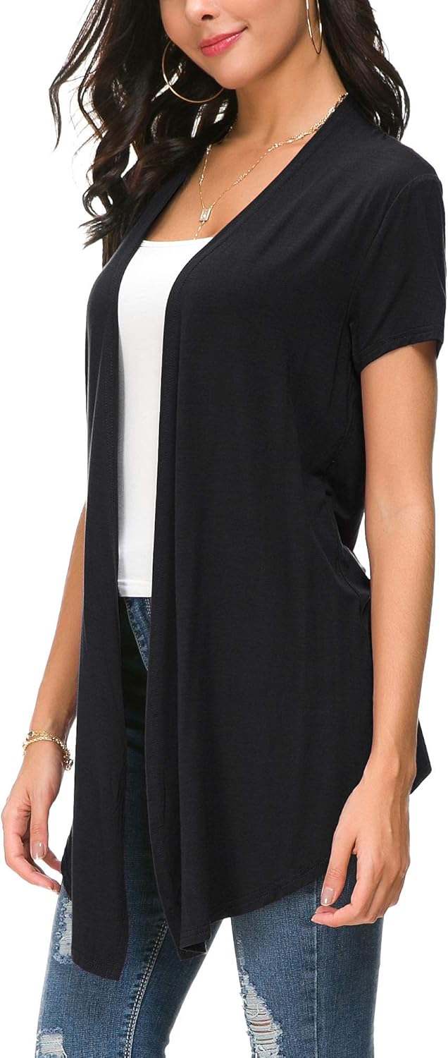 Urban CoCo Womens Open Front Short Sleeve Cardigans for Women Lightweight Summer Drape Cardigan Vest - Image 5