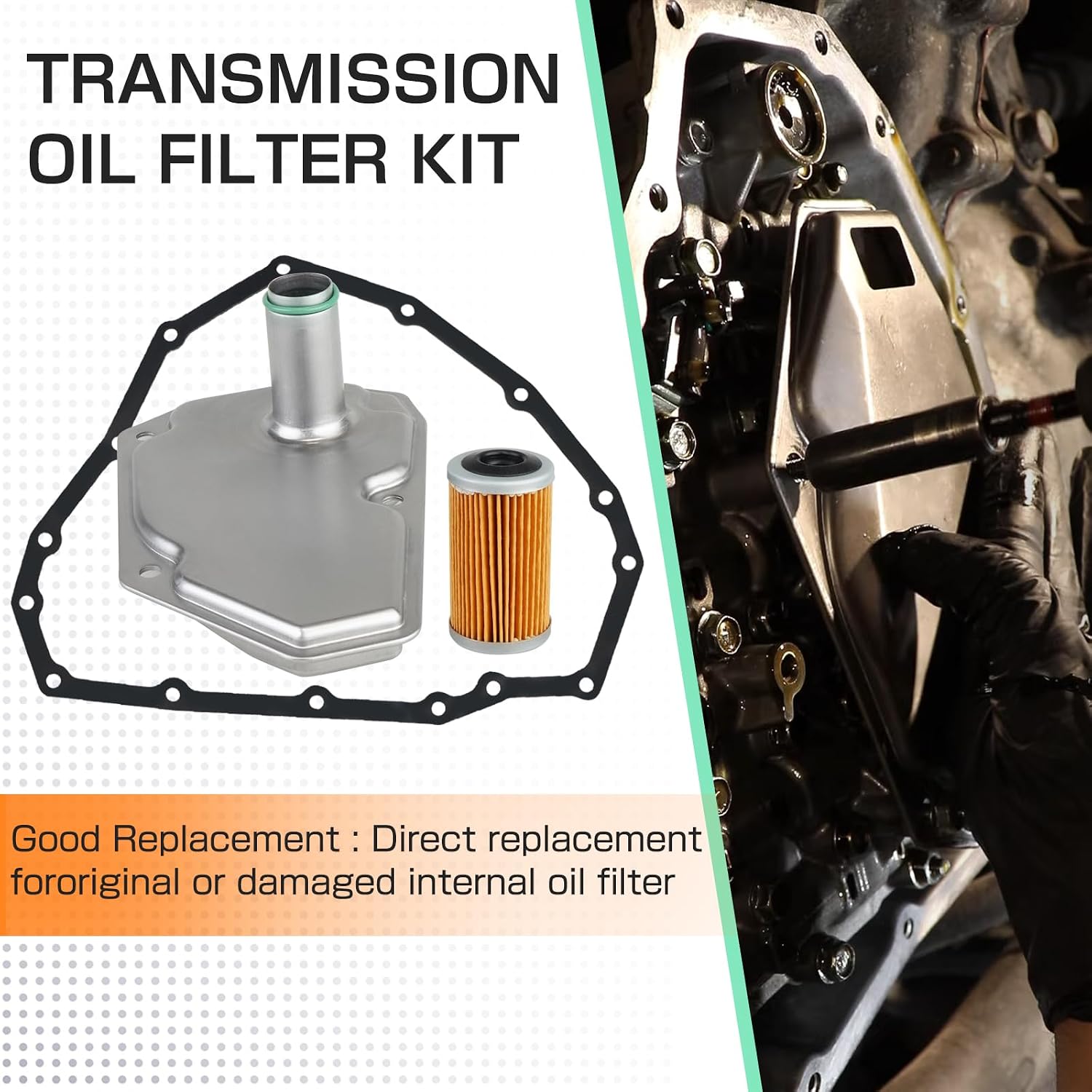 Transmission Oil Filters Kit Replacements For 33010-JF015 Pan Gasket Set Three Piece Set 15 Hole Compatible with Nissan Sentra Versa Note Swift 2012-2019