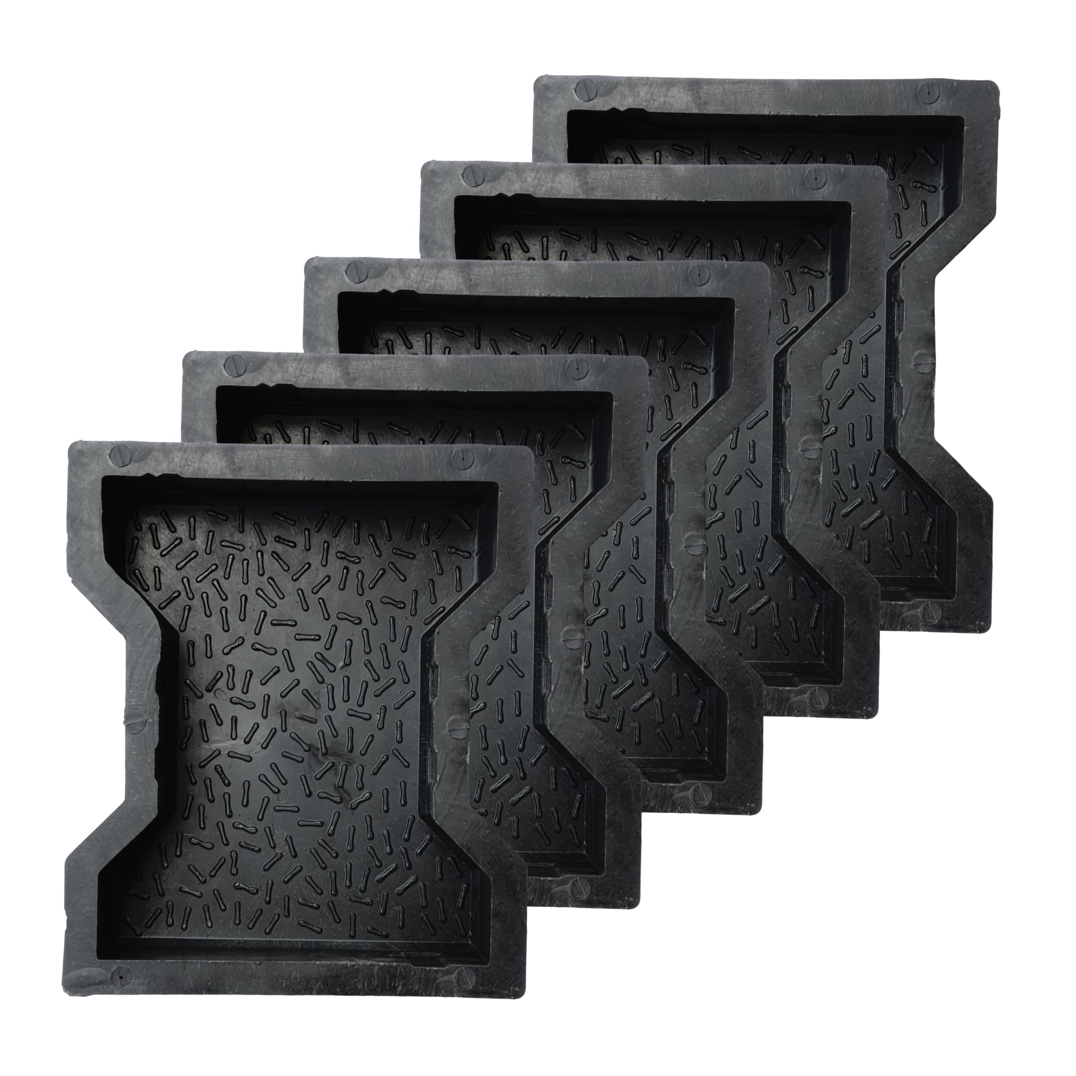 Reyal Dumbell Paver Block Mould Pack of 5 (Black PVC) Make in India | PVC Rubber Mould | Outdoor Paving Stone Maker-picture-11