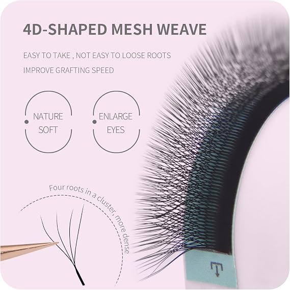 Premade Fan Lash Extension 4D W 0.07 D Curl 9mm Pre Made Russian Volume Eyelash Hand Woven Lash Soft Faux Mink False Lashes(4D，W，0.07，D Curl,9mm)
