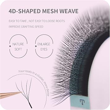 Premade Fan Lash Extension 4D W 0.07 D Curl 9mm Pre Made Russian Volume Eyelash Hand Woven Lash Soft Faux Mink False Lashes(4D,W,0.07,D Curl,9mm)