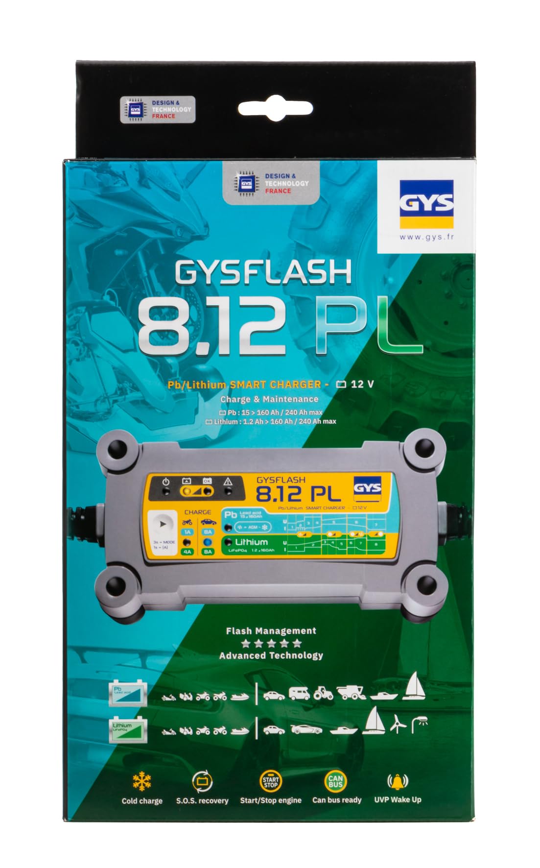 GYS Cargador de batería de Coche para Coche Moto Batería desde 15 1.5Ah 069282
