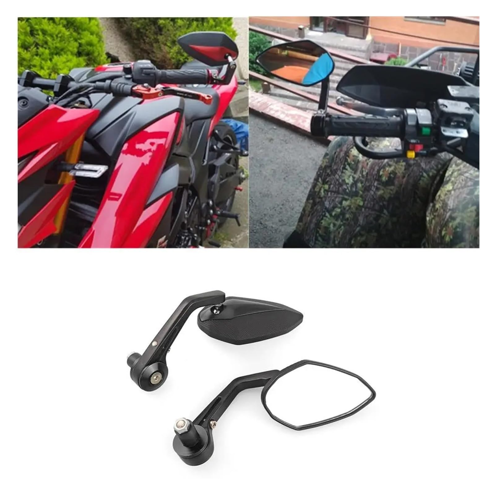 Specchietti Moto Universali Grandangolari – Visione Chiara E Ampia Per Una Guida Sicura (Rotondo, Nero)