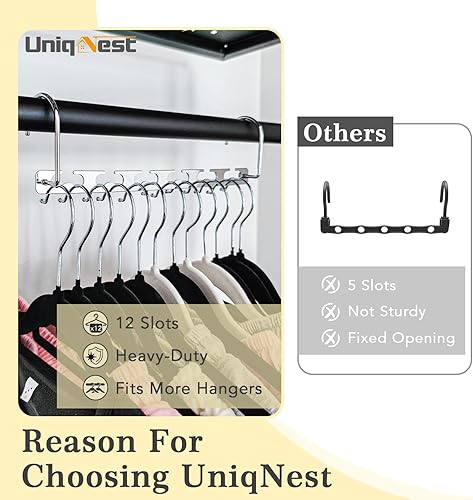 Miniatura 3 de Perchas que ahorran espacio, paquete de 20 perchas mágicas de metal, organizador de perchas para armario, perchas que ahorran espacio, organizador