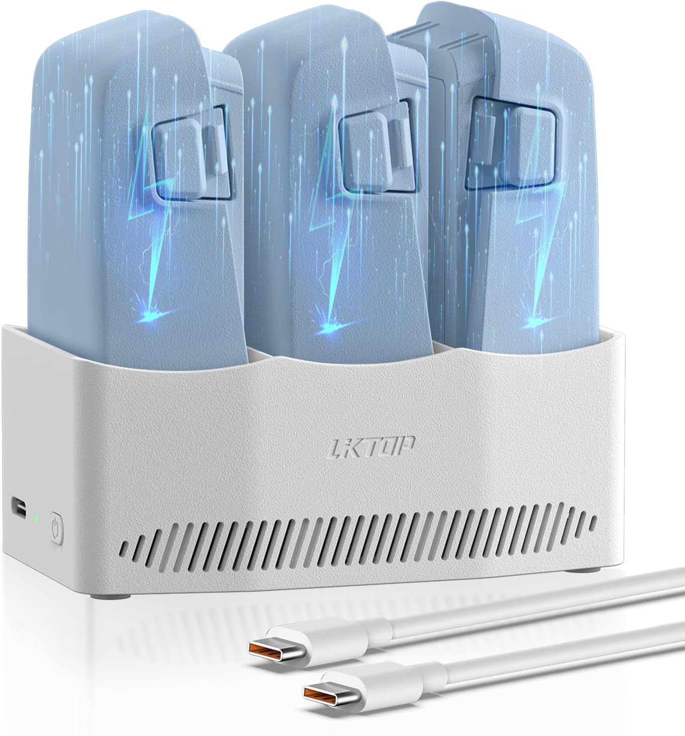 LKTOP 65W Flip Parallel Charging Hub for DJI Flip Drone Battery Charger Accessories, Super Fast USB-C Power Adapter, 60%Storage/95% Fast Charging/Output Mode (Charge 3 Batteries Simultaneously: 77min)