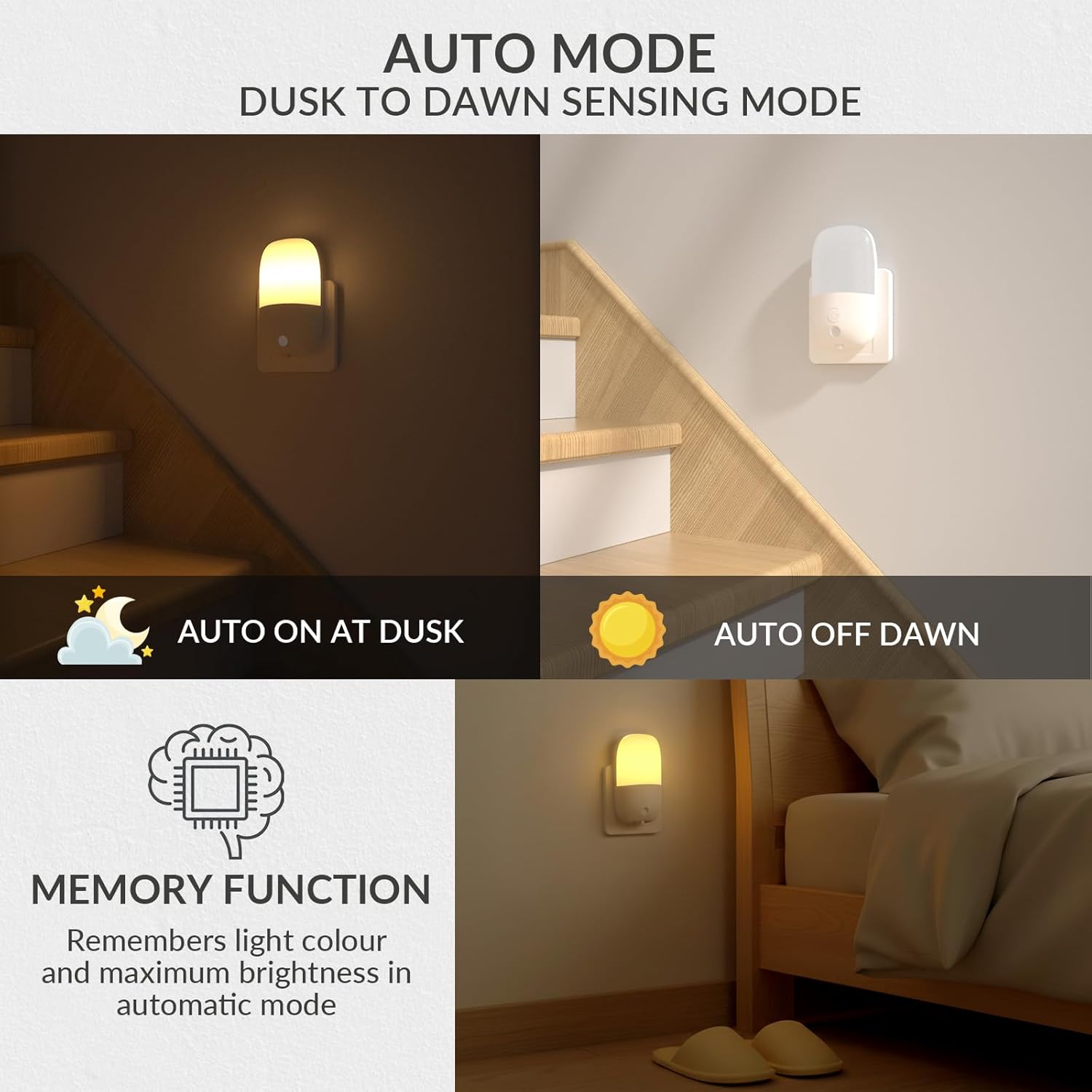 Klarlight 670nm Red LED Night Light for Sleep, Warm White Nightlight for Kid, Dusk to Dawn Sensor, Auto/On/Off Dimmable Night Lights Plug into Wall for Baby, Bedroom, Hallway, Bathroom, 0.5W(2 Pack)