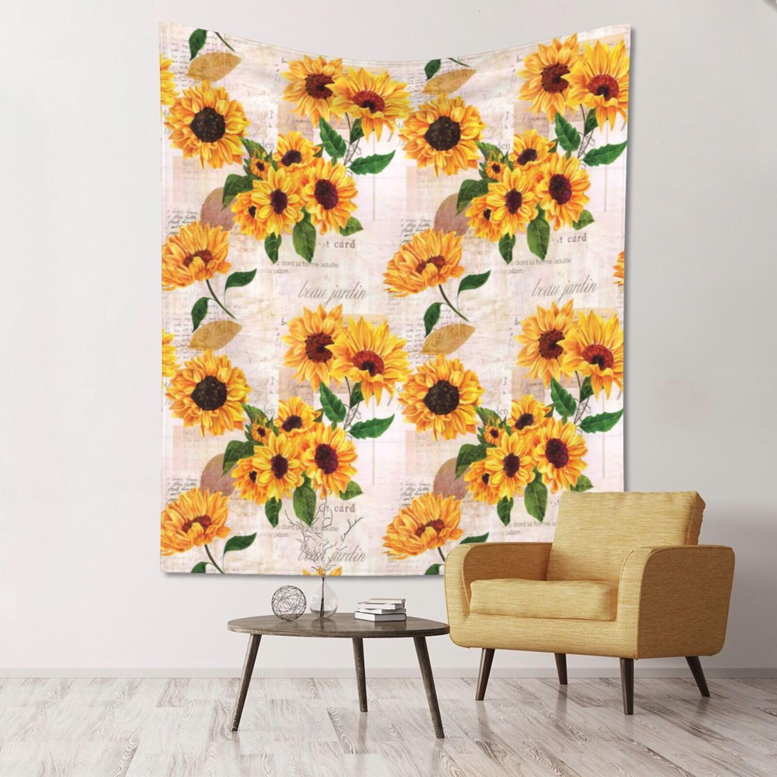 WKSGDSG Large Wall Hanging, Machine Washable Tapestry For Dorm Room, Sunflower, Lightweight Polyester Wall Art For Bedroom Living Room, 152x130cm