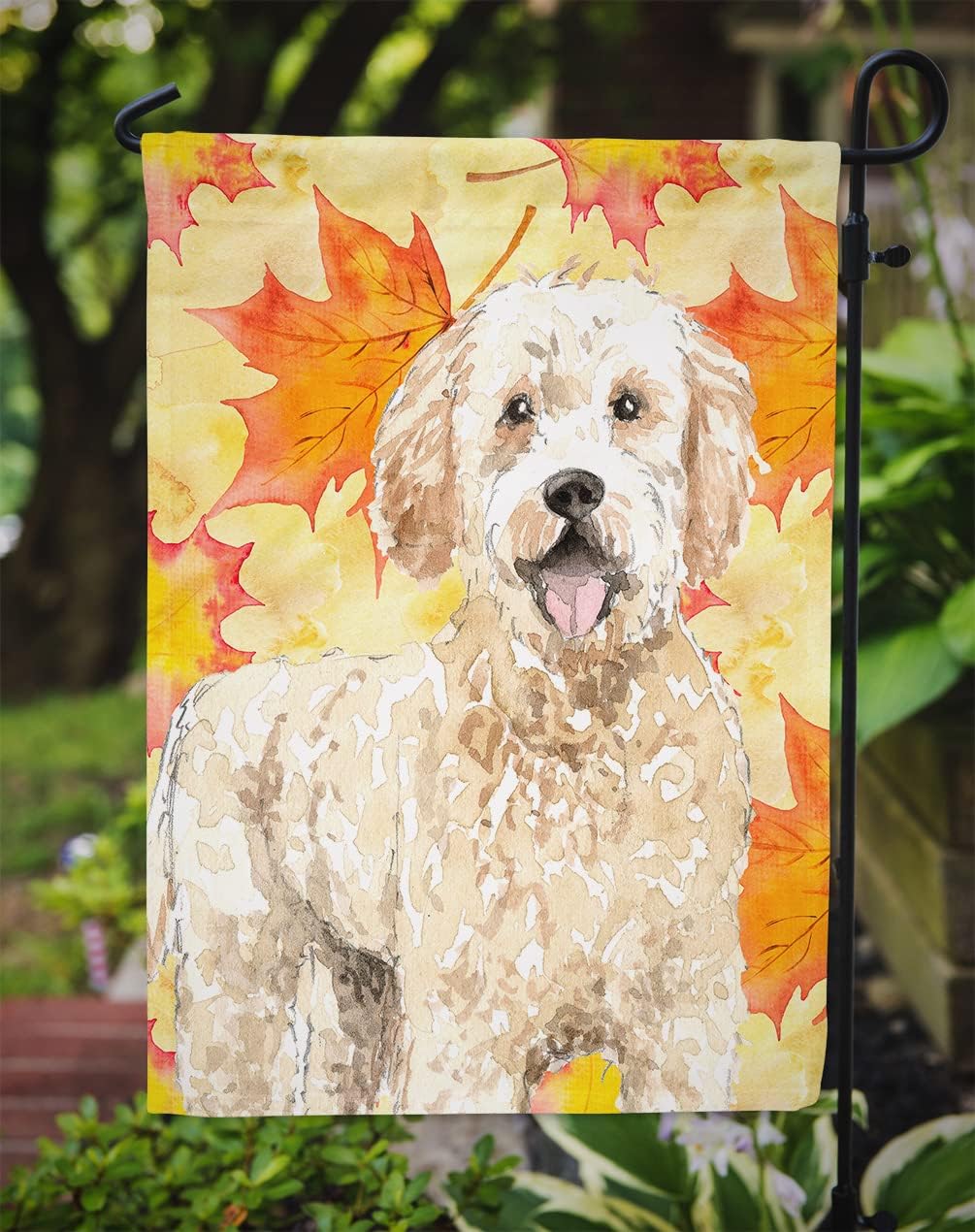 Caroline's Treasures CK1842GF Fall Leaves Goldendoodle Garden Flag Mailbox Flag Decorative Yard Flag Banner Outside Patio Artwork Yard Flower Beds, Garden Size, Multicolor