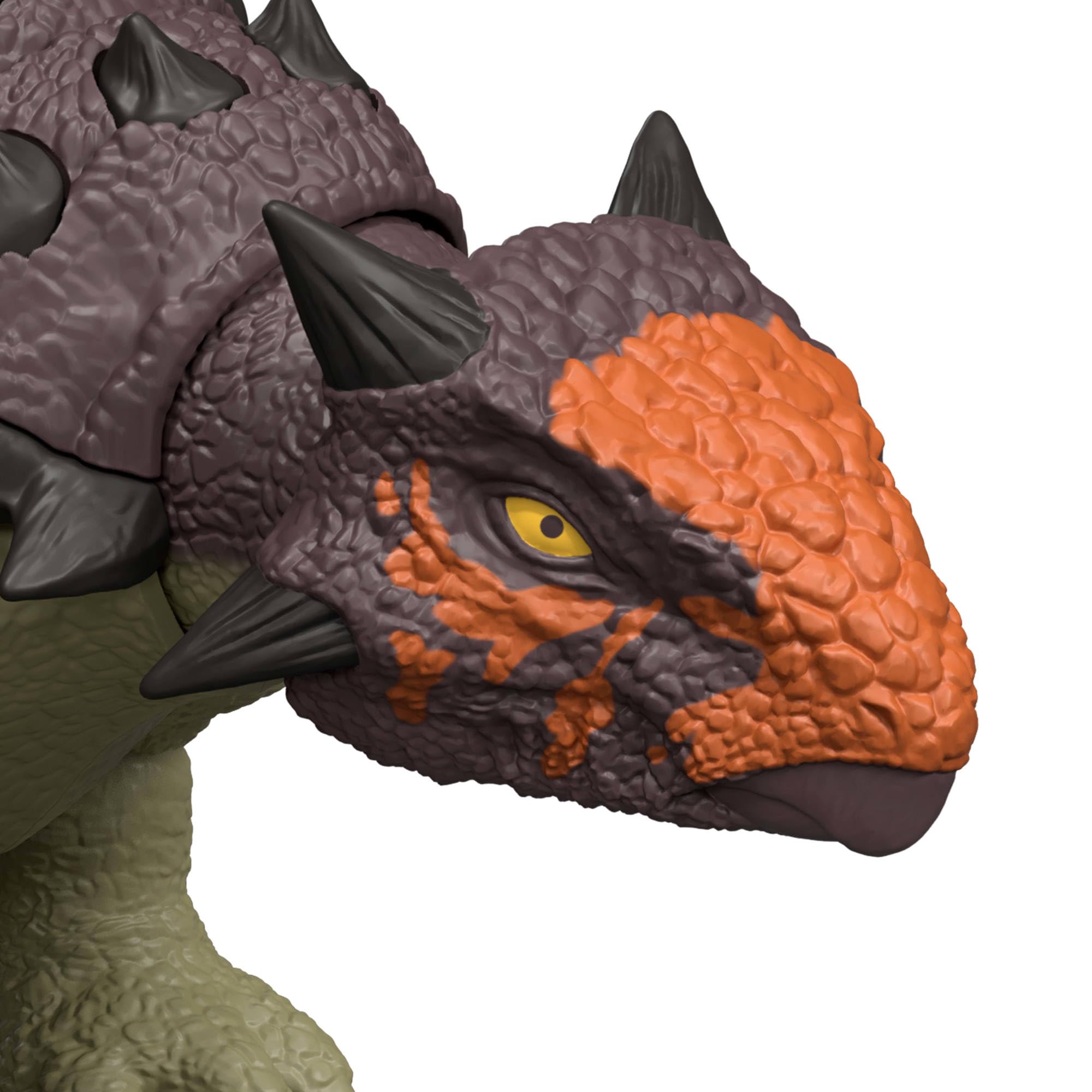 Mattel Jurassic World La Rinascita Anchilosauro Ruggito Selvaggio, action figure snodata del dinosauro con attacco multiplo della testa azionato con la coda e suoni, gioco digitale, JGB90