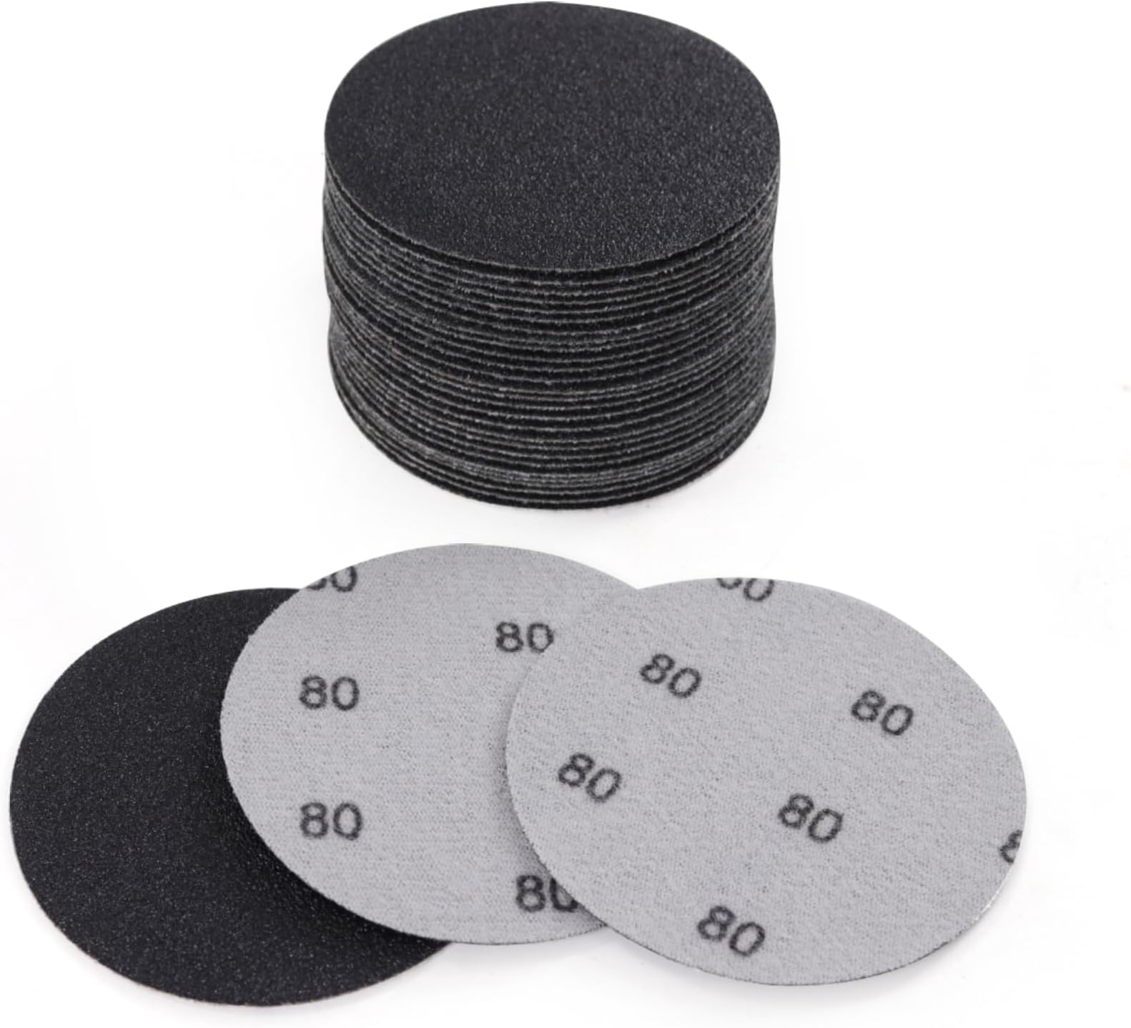 MAXMAN 30Pcs 3-Inch Sanding Discs, 80 Grits Hook and Loop Professional Silicon Carbide Sand Paper, Wet Dry Polish for Wood, Metal, Paint, Car Polishing