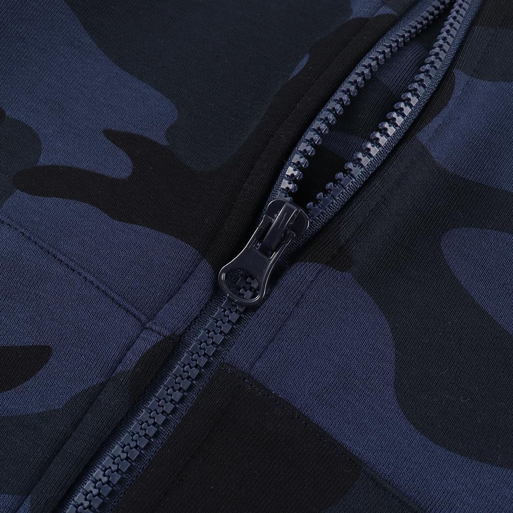 Spring&Gege Boys Camo Print Hoodies Soft Full Zipper Hooded Sweatshirt - Image 4