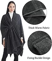 Vista 154 de Poncho chal para mujer, suéteres suaves y cálidos para mujer, parte delantera abierta, poncho de viaje para otoño, invierno y primavera