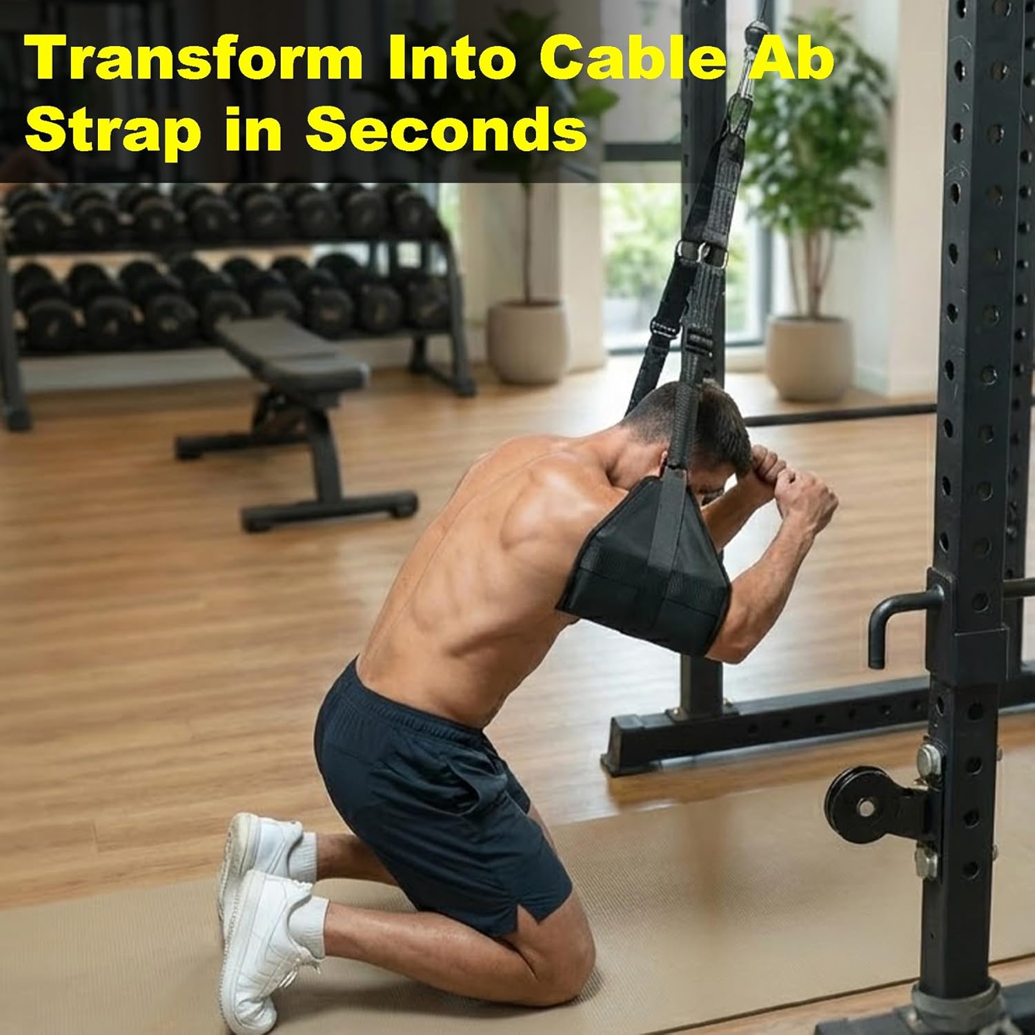 Heavy-Duty Hanging Ab Straps for Pull-Up Bar, Support for Tall Athletes, Thick Padded Arm Cradle for Core Strength & Ab Training,Compatible with Pull-Up Bars & Cable Machines