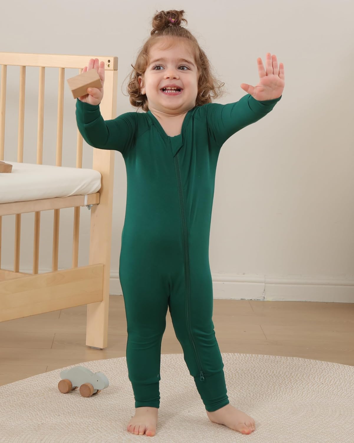 Baby Footless Pajamas,Rayon Made From Bamboo Footie Sleepers,Long Sleeve with Two Way Zipper Rompers 0-24 Months